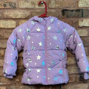Swiss Tech Lavender Puffer with Silver Stars